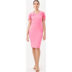 Trina Turk Keshi Pleated-Sleeve Crepe Midi Dress