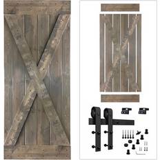 Akicon Paneled Wood Barn Door with Hardware Kit (x)