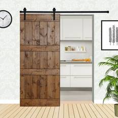 Akicon Paneled Wood Barn Door with Hardware Kit (x)