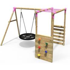 Monkey bars Rebo Monkey Bars Mercury, Pink Wooden Children's Garden Swing Set with Monkey Bars