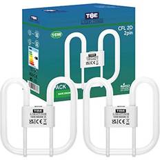 TBE Lighting 16w 2D 2-PIN CFL Energy Saving Lamps DD Fluorescent Bulbs 2-Pin GR8 Base Fittings Long Life Lamp, Day Light White 6500K 2PACK