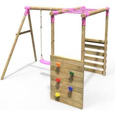 Monkey bars Rebo Monkey Bars Solar, Pink Wooden Children's Garden Swing Set with Monkey Bars