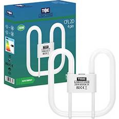 TBE Lighting 28w 2D 4-PIN CFL Energy Saving Lamps DD Fluorescent Bulbs 4-Pin GR10q Base Fittings Long Life Lamp, Day Light White 6500K Single