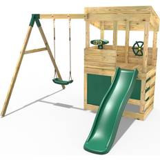 Rebo Wooden Lookout Tower Playhouse with Slide & Swing Yellowstone