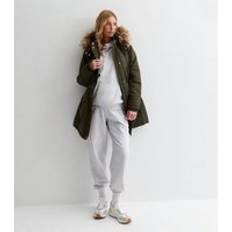 Faux fur hooded jacket New Look Maternity Khaki Faux Fur Lined Hooded Parka Jacket