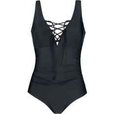 4XL Trajes de baño Bañador de Black Premium Swimsuit with Lacing