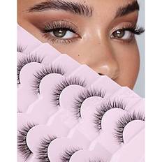 Onlyall Natural Lashes Wispy Lashes Natural Look False Eyelashes Natural Flared Eyelashes False Eye Lashes Soft Fluffy Lashes 7 Pairs D1