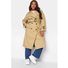 Ronde Hals Jassen Yours Lange Trenchcoat Met Riem - Beige/Bruin