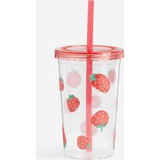 Handwash Travel Mugs H&M Patterned plastic mug straw Red Travel Mug