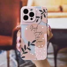 Huawei P30 Lite Mobile Phone Cases Shein pc Leaf Color Block Pattern Transparent AntiDrop Phone Case For Iphone Pro Max Samsung A A A A Sfe S Huawei P Lite