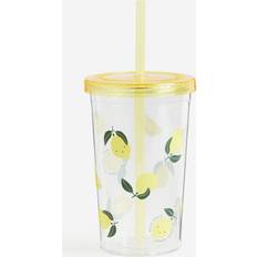 H&M Patterned plastic mug straw Travel Mug