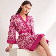 Shein Multifärgade Morgonrockar & Badrockar Shein Paisley Print Kimono Robe