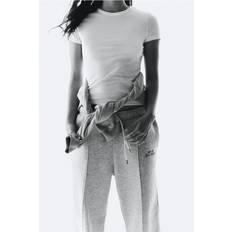 Modal Tops H&M Ladies White Ribbed modal-blend T-shirt