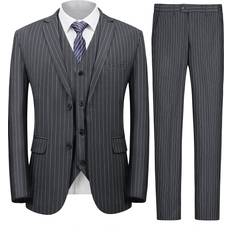 Men - Recycled Materials Suits Mage Male MAGE MALE Men’s Pinstripe Piece Suit Slim Fit Elegant Single Breasted Business Wedding Party Blazer Vest& Pants Set