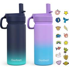 Kids Water Bottle, 2-Pack 16oz Water Bottles Kids with Straw and Stickers, Stainless Steel Vacuum Double Wall Insulated cup, Kids Water Bottle for School, Gifts for Boys and GirlsBlue/Purple