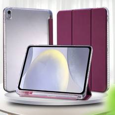 Shein 1pc Plum-Colored Tablet Case With Pen Holder, High Transparency Acrylic Back Panel, Adjustable Stand, Sleep/Wake Function, Simple Business Fold