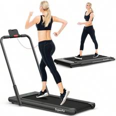 Shein 2 In 1 Folding Treadmill, Compact Running Machine With 1-12 KM/H Speed, With Remote Control Or APP, LED Display & Bluetooth For Office & Home, Load Ca