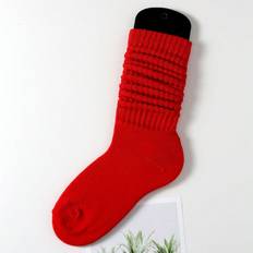 Röda - Tyg Underkläder Shein 1pair Women Solid Casual Slouchy Crew Socks For Daily Life