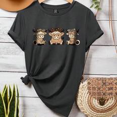 T-shirts Shein Casual Loose Fit Short Sleeve TShirt With Western Cow Print Round Neckline Suitable For Summer