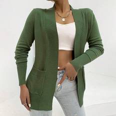 Shein S Cardigans Shein Ladies Solid Color Double Pocket Cardigan Sweater