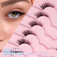 False Eyelashes Shein Asiteo Pairs Half Lashes Natural Look False Eyelashes Cat Eye Wispy Natural Half Eyelashes Clear Band Lashes