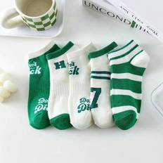 Fabric Socks Shein pairs Green Basic Womens Short Socks