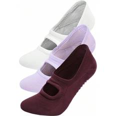 Träningsutrustning Shein 3pairs Women's Round Toe Open Back Anti-Slip Ballet Pilates Fitness Yoga Socks P6