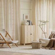 Gardiner & Tillbehör Shein 1pc Striped Linen Curtain With Rod Pocket For Room, Bedroom, Half-Shading