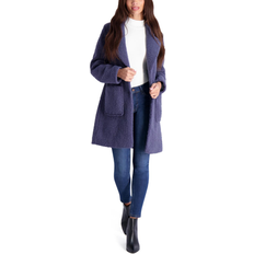 Fur Coats - Women French Connection Women's Faux Shearling Teddy Lapel Midi Coat - Denim