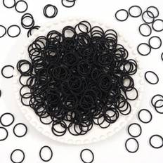 Shein 200PCS Black Elastic Hair Ties,2cm In Diameter No Crease Finger Rubber Hair Elastics,Small Hair Ponytail