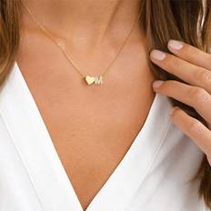 Shein A-Z Initial & Heart Necklace Women Stainless Steel Necklace For Women