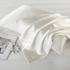 Shein 2PCS White Silk Pillowcase For Hair And Örngott Vit