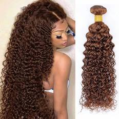 Shein Chocolate Brown Kinky Curly Human Hair 1 Bundles 100% Brazilian Virgin Human Hair Weave Remy Human Extensions #4