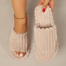 Beige Slippers Shein Single Band Bedroom Slippers Beige Fashionable Solid Color Bedroom Slippers