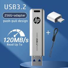Shein HP 256GB 128GB USB 3.2 Flash Drive,Metal USB Drive, With Lanyard USB/Type-C Adapter