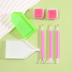Shein 1 Set Diamond Painting Tools Kit With Quick 369 Point Drill Pen, Mud, Plate, Corrector, Larger Pressing Drill Wheel