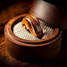 Men - Rose Gold Rings Shein pc Elegant Mens Fashion Stainless Steel Ring With Delicate Wood Grain Rose Gold Tone Great For Engagement Wedding Anniversary Birthday And Party