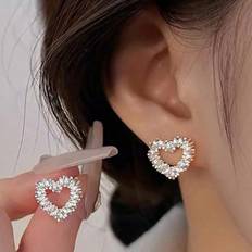 Shein Women Earrings Shein pcs Fashionable Hollow Out Heart Decor Stud Earrings Fit For Womens Daily Wear