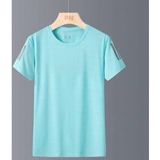 Silk T-shirts Shein Womens Reflective Floral Print Quick Dry Ice Silk Casual Loose Short Sleeve Sports TShirt