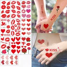 Makeup Shein 10 Valentine'S Day Party Temporary Tattoos Body Hand Face Sweet Love Heart Tattoo Stickers For Valentine'S Day Wedding Sticker Supplies