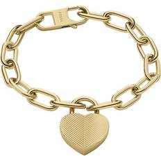 Fossil Harlow Linear Texture Heart Station Bracelet - Gold