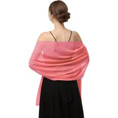 Baoqiya Shawls Scarves Wraps For Dresses Soft Chiffon Scarf Wedding Stole For women Coral, Length79" * Width19"