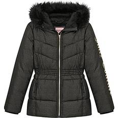 Juicy Couture Outerwear Children's Clothing Juicy Couture Girls Puffer Jacket, Laminated Bubble Kids Coat with Fur Hoodie, Black