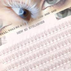 Shein White Hot Melt Eyelash For Personal Diy, Waterproof, Natural, Soft, Curly, Thick, 40d, 14mm, 100pcs, 5 Rows/Pack, Suitable For Holidays, Parties, Wedd