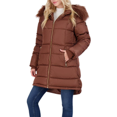 Jessica Simpson Women's Faux Fur Warm Puffer Coat - Cognac