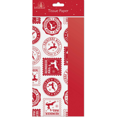 Gift Wrapping Papers Christmas Tissue Paper Red & White Stamp Design 8-pack