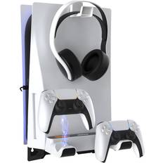 Gaming Accessories NexiGo Wall Mount Set for Playstation 5 (Disc & Digital), Dual Controller, Sturdy Steel Wall Stand Holder Mount with Headphone Hanger, Set Your PS5 Console Near or Behind TV