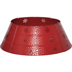 Metal Christmas Tree Stands Homcom Collar Steel Ring Skirt Red Christmas Tree Stand 26"