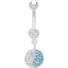 Stainless Steel Piercings Jewelco London Stainless Steel Yin Yang Diode Disco Cluster Belly Bar Piercing GBB54