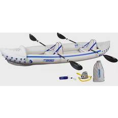 Sea Eagle 370 Pro Person Inflatable Water Sport Kayak Canoe Boat with Paddles, White